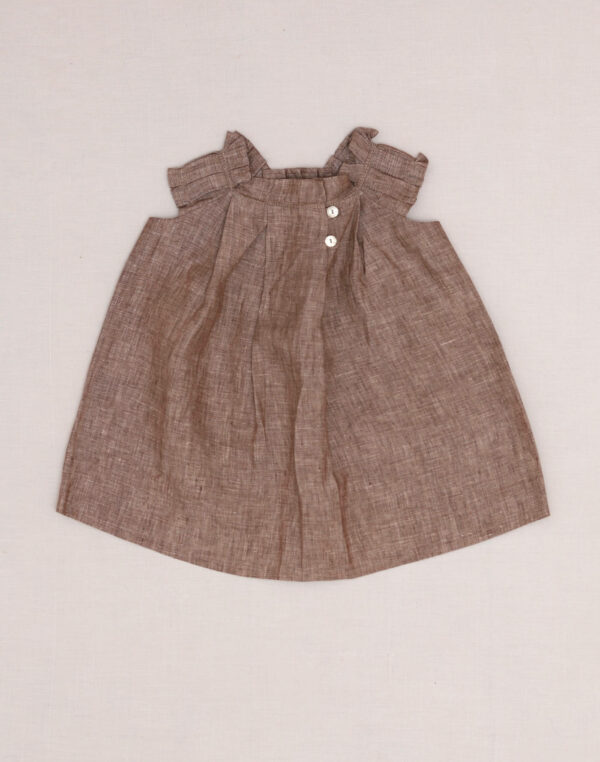 Baghère Linen Dress with Pleated Sleeves