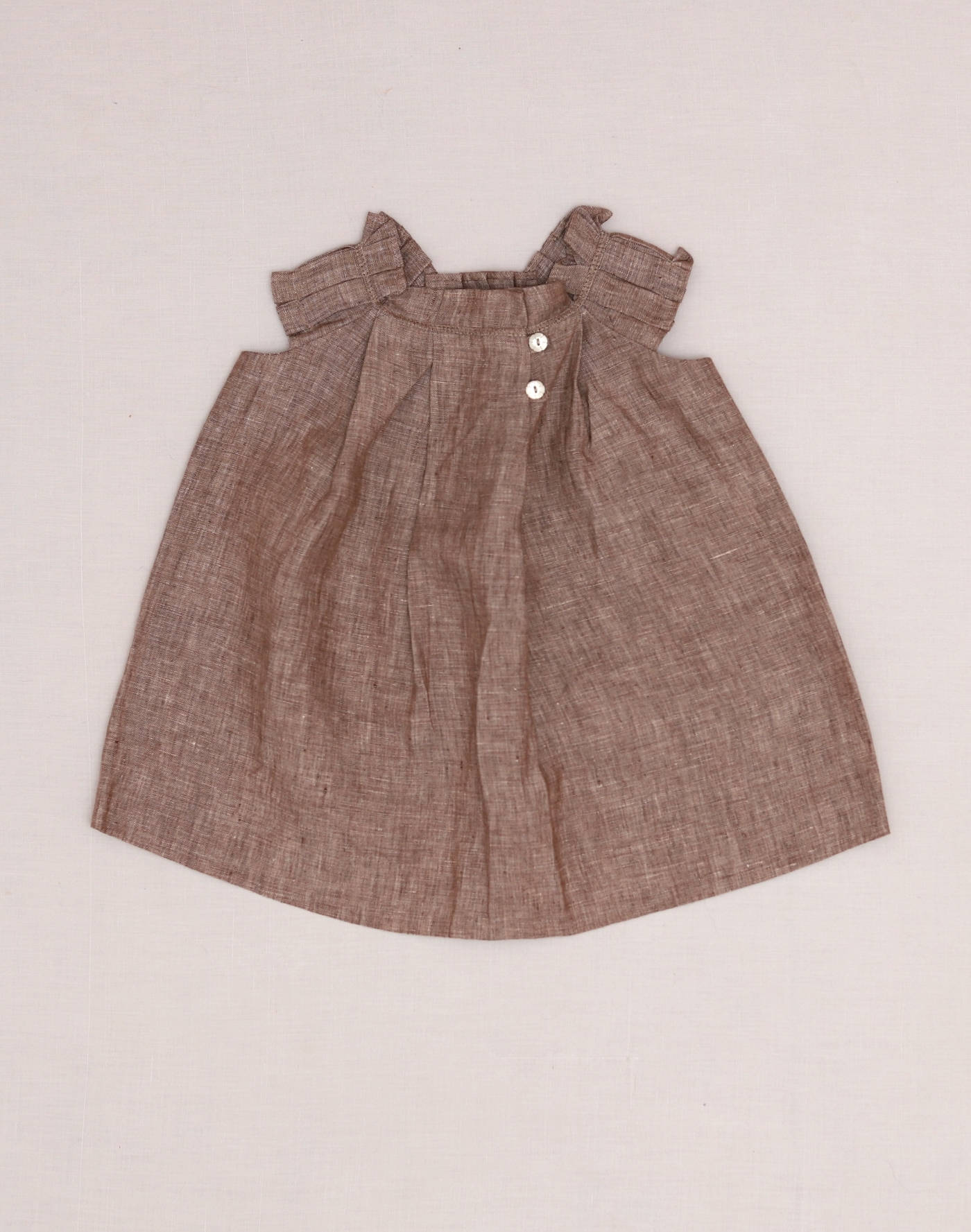 Baghère Linen Dress with Pleated Sleeves