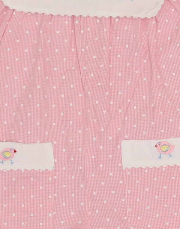 Pink Romper with Embroidered Polka Dots