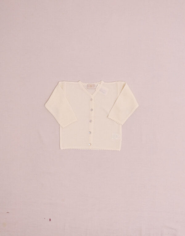 Cardigan mérinos blanc Baghère