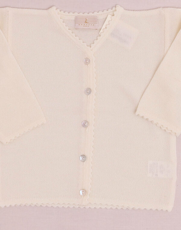 Cardigan mérinos blanc Baghère