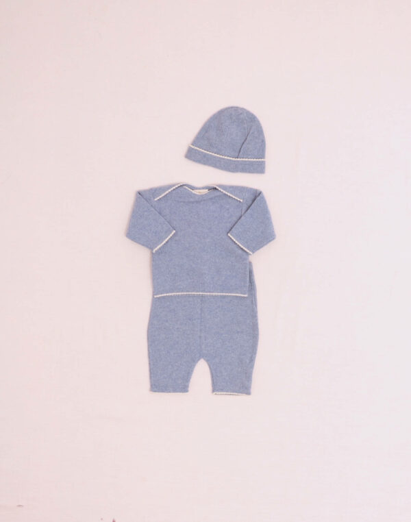 Ensemble avec bonnet cachemire bleu Baghère
