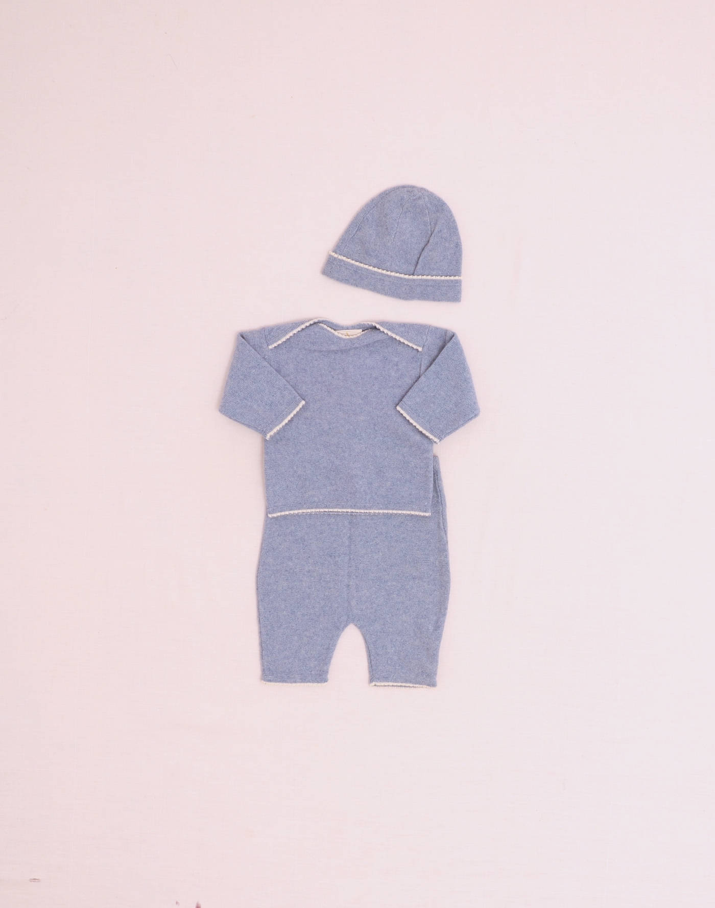 Ensemble avec bonnet cachemire bleu Baghère