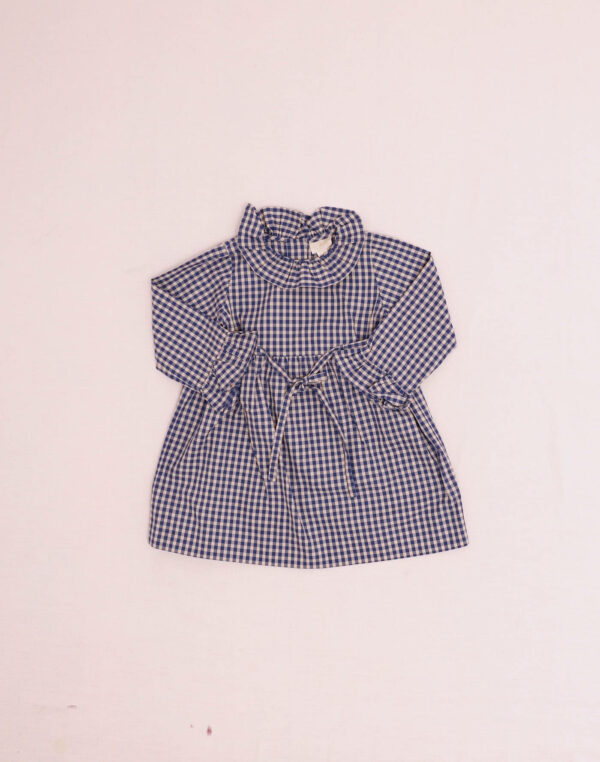 Robe grand col vichy bleu Baghère