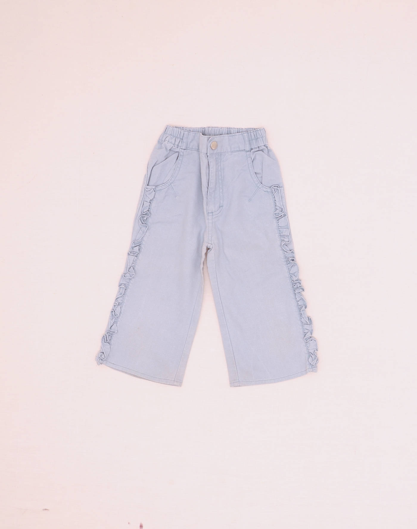 Pantalon à jambe large & volants