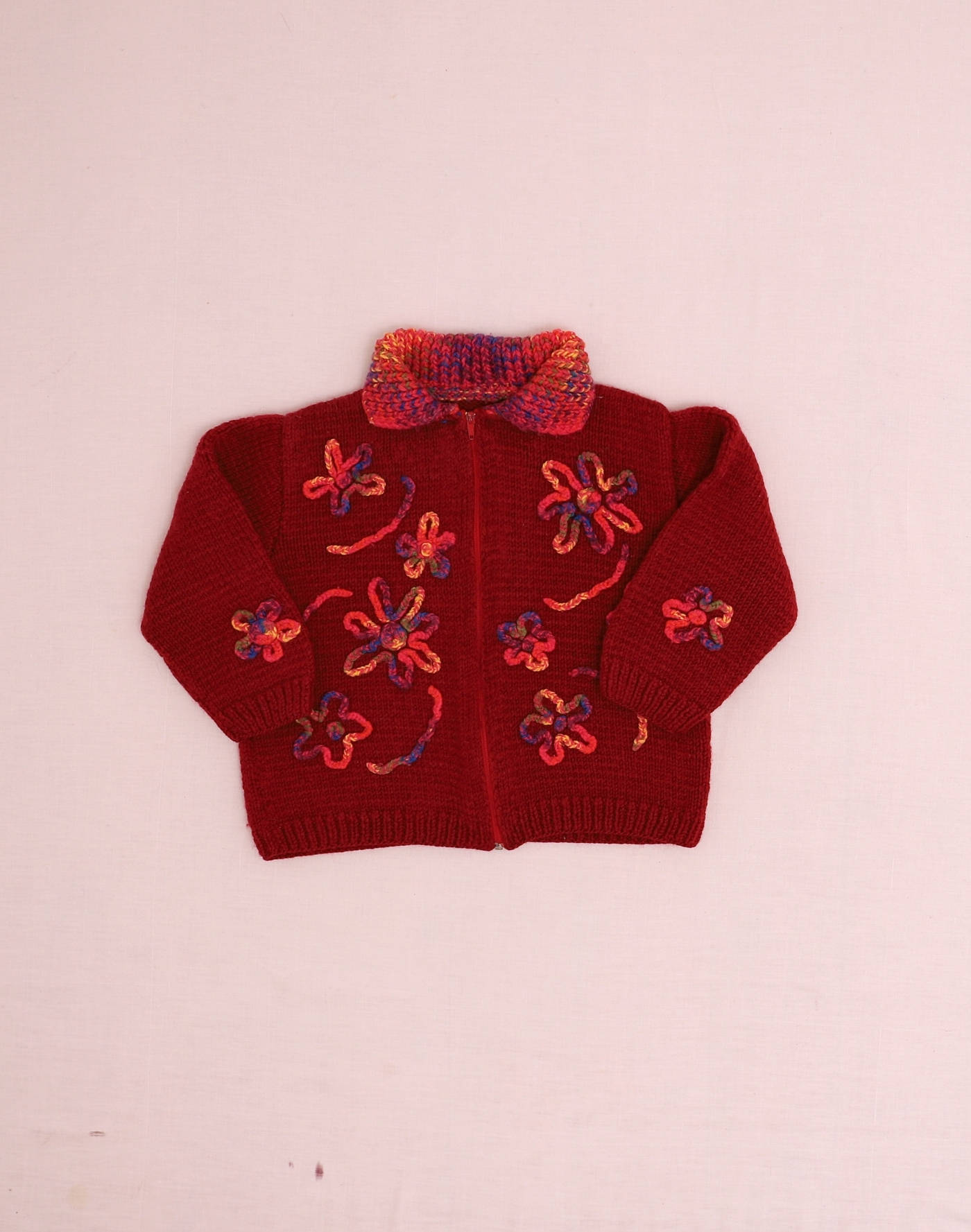 Handmade Multicolored Floral Cardigan for 6-Year-Olds