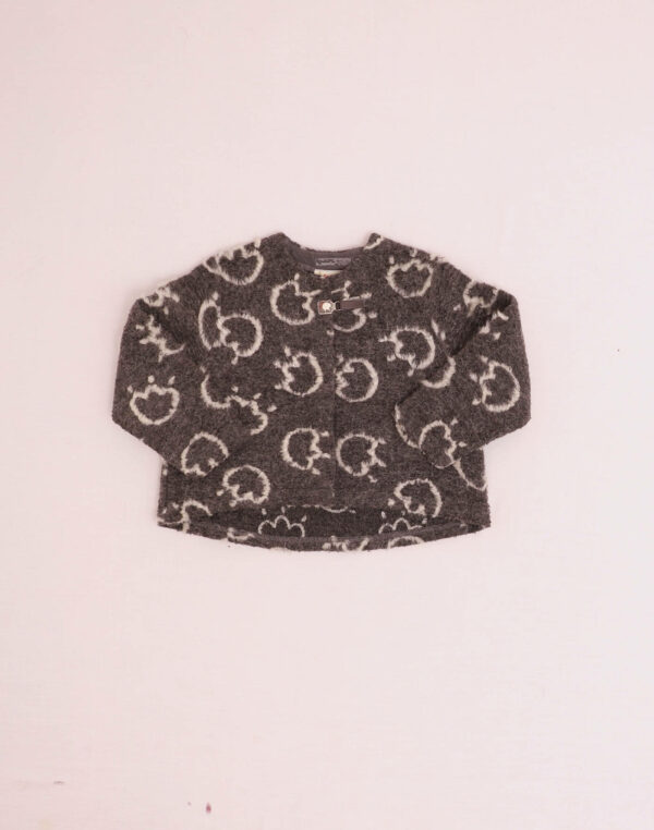 Boiled-knit cardigan with prints