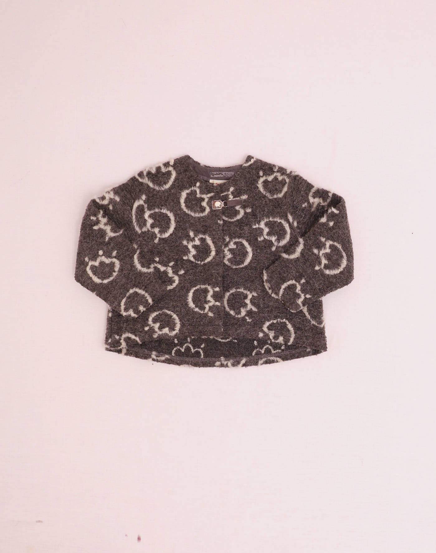 Boiled-knit cardigan with prints