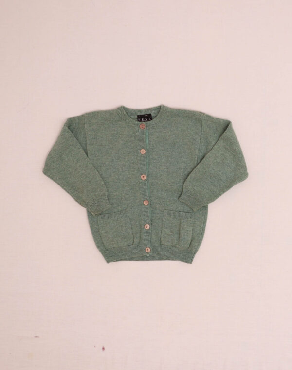 Green Marled Lambswool Cardigan, Age 6
