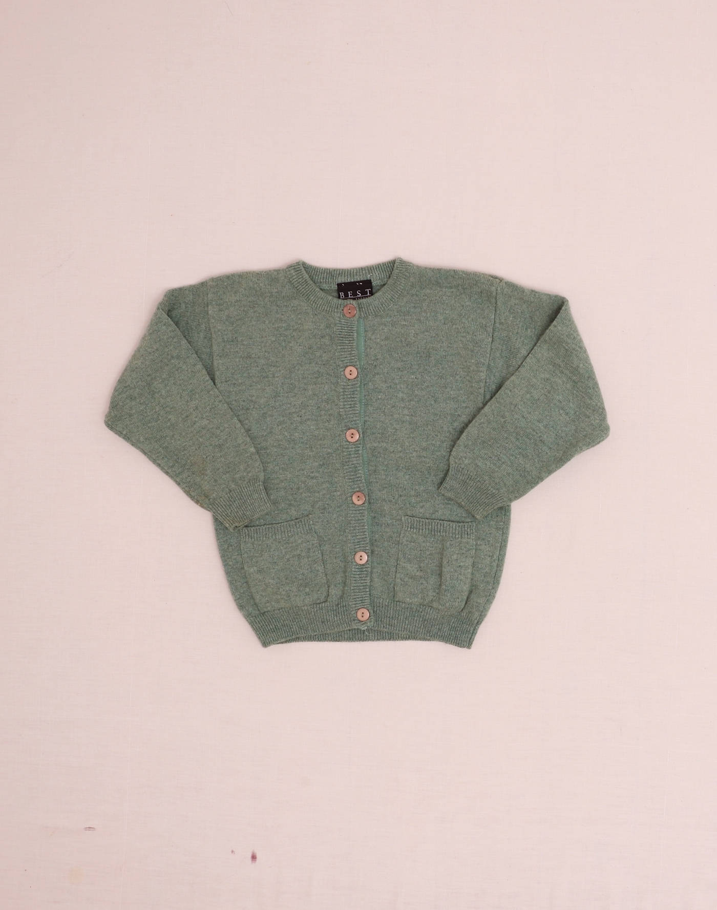 Green Marled Lambswool Cardigan, Age 6