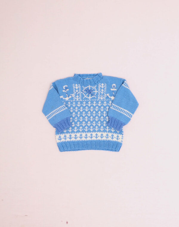 Handmade 1960s Nautical-Print Sweater
