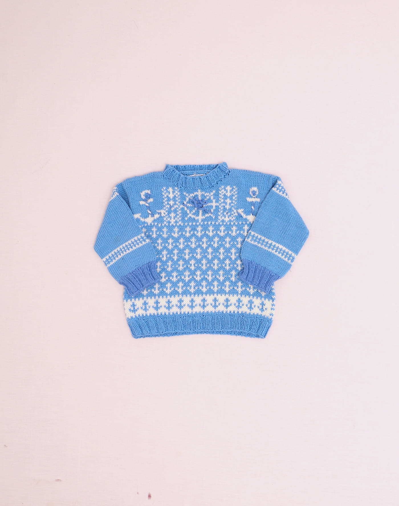 Handmade 1960s Nautical-Print Sweater