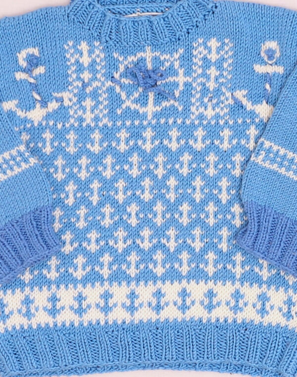 Handmade 1960s Nautical-Print Sweater