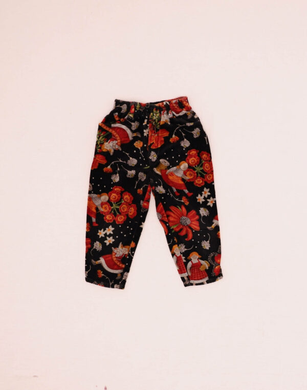Velvet Pants with Dolls & Flowers