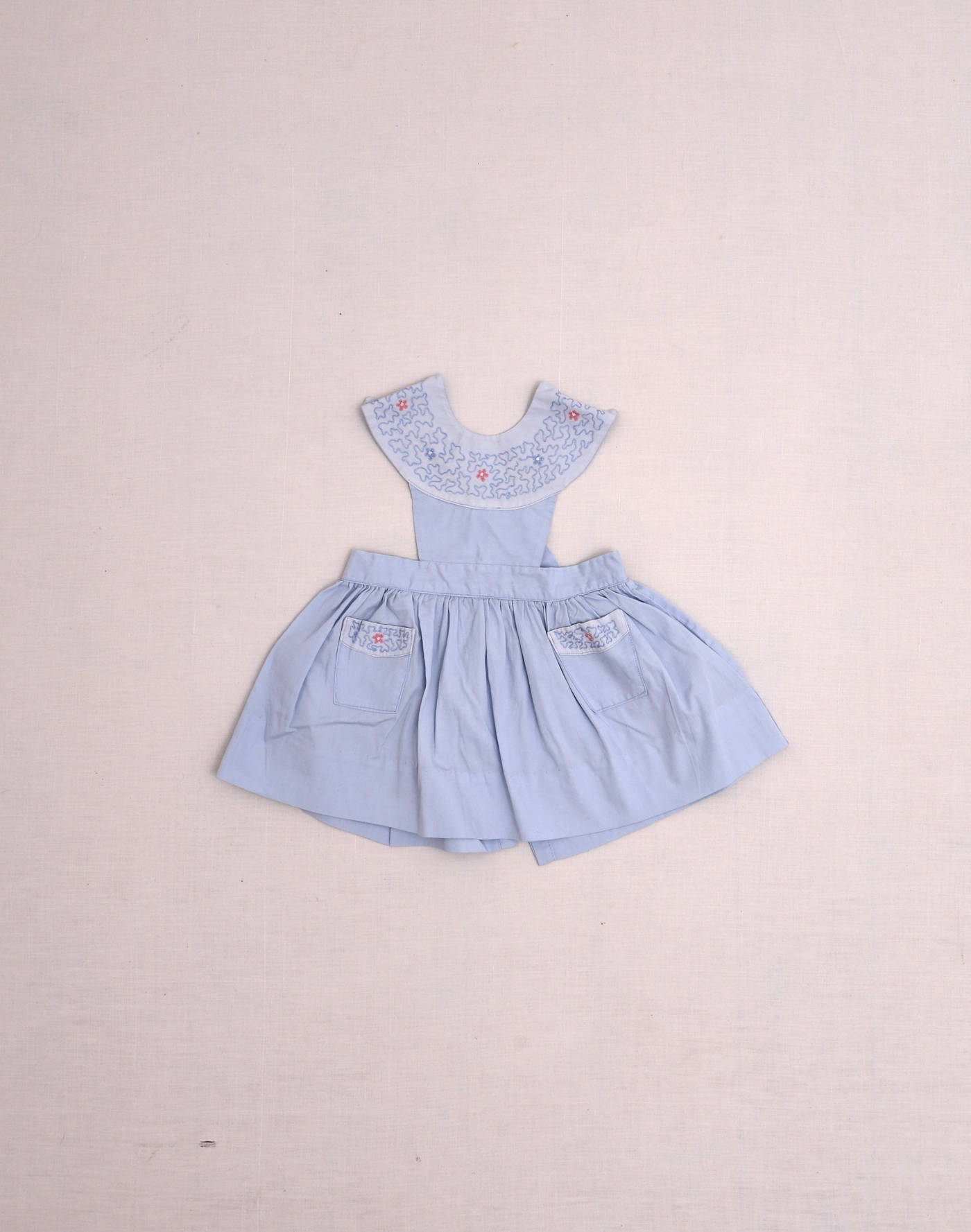 1950s Apron Dress with Flowers & Zigzags