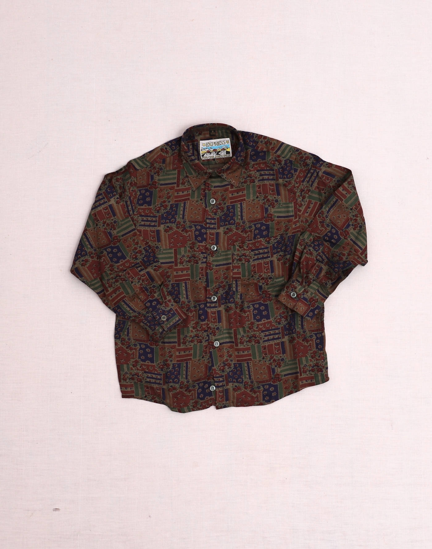 Chemise fleurie effet patchwork 6 ans