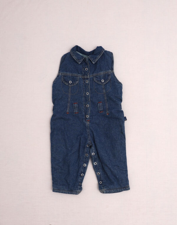 Sleeveless denim jumpsuit