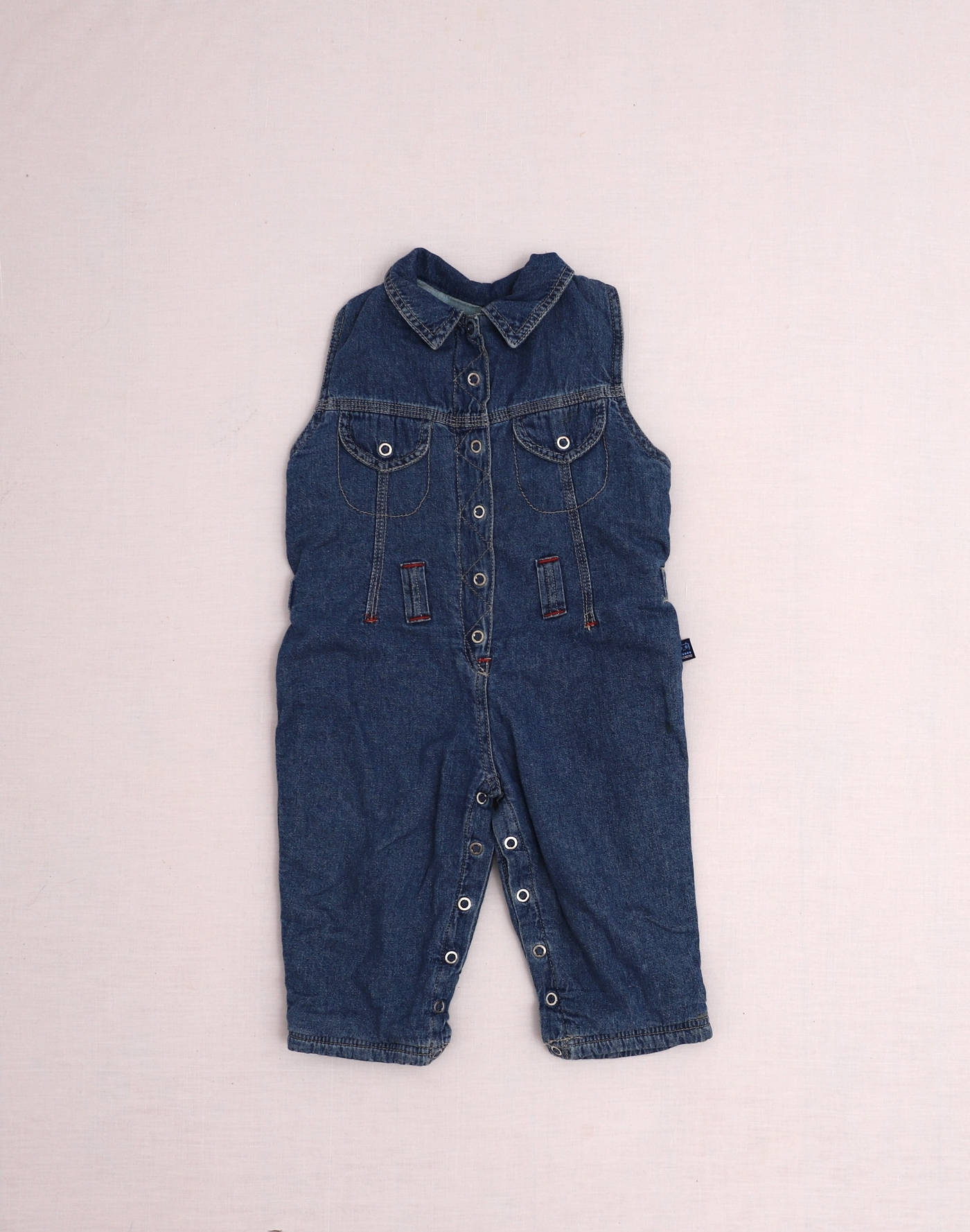 Sleeveless denim jumpsuit