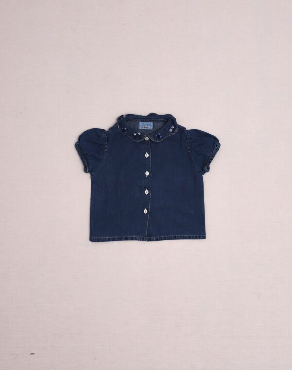 Chemisette denim col brodé