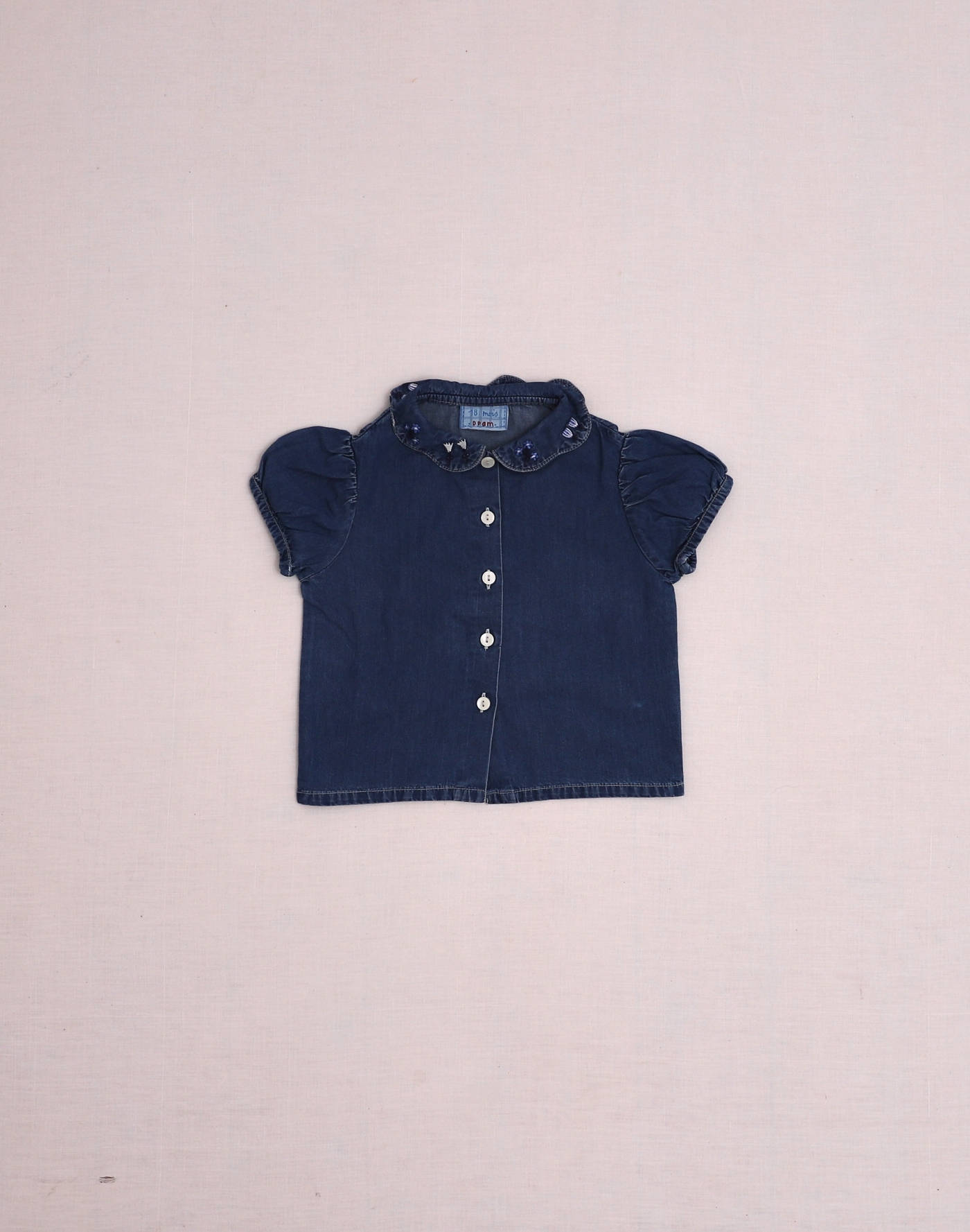 Chemisette denim col brodé