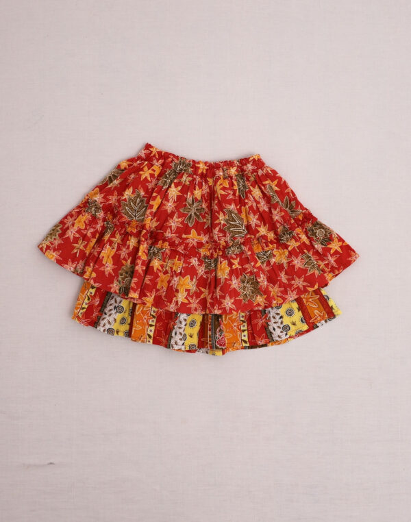 Floral Skirt with Double Ruffles