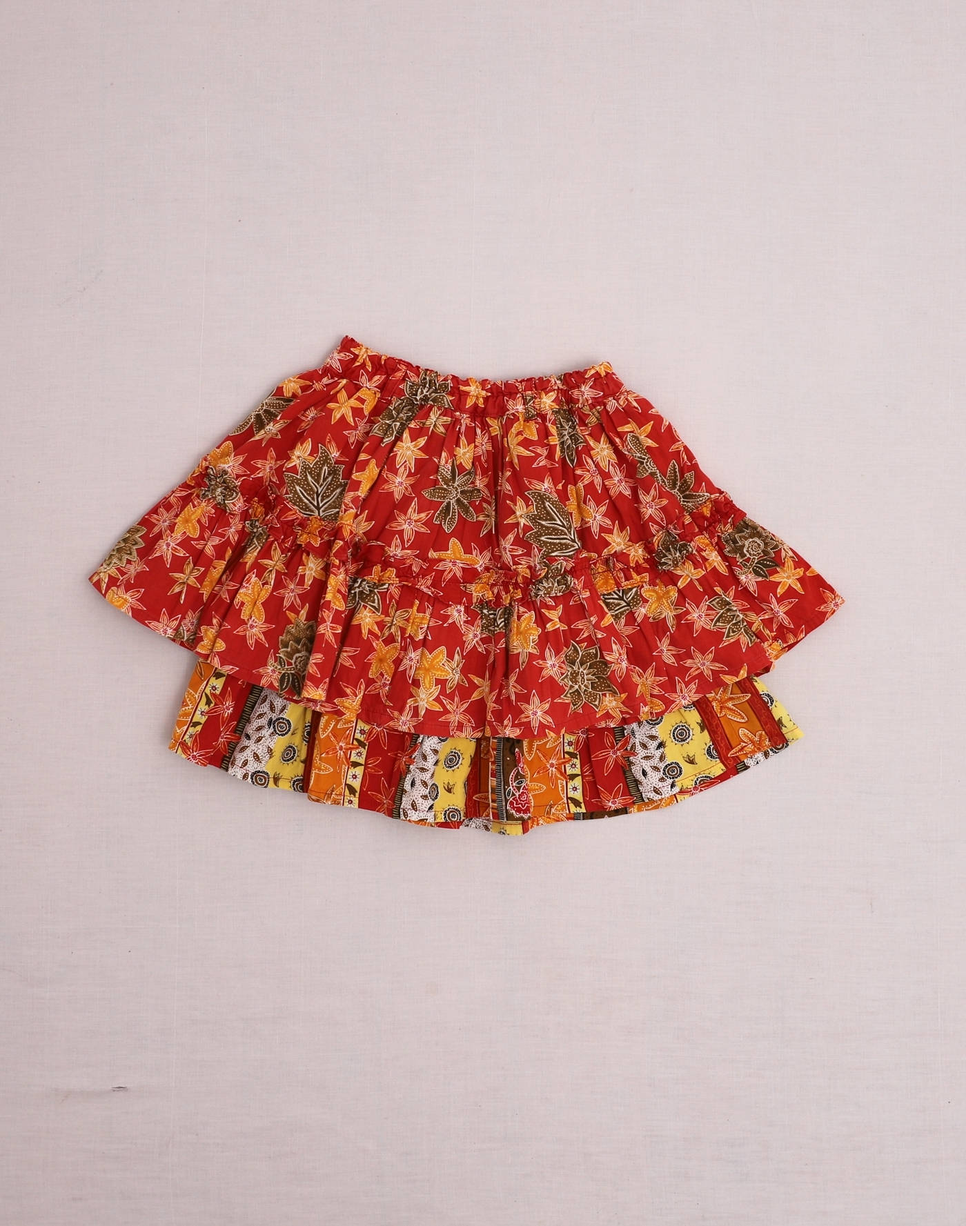 Floral Skirt with Double Ruffles