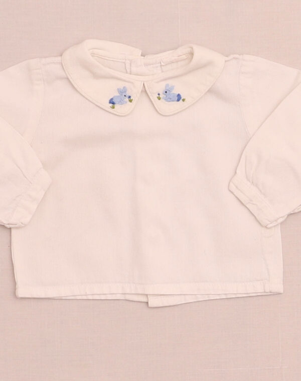 Blouse col brodé lapins