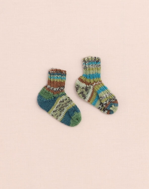 Chaussettes tricotées rayées vertes P16