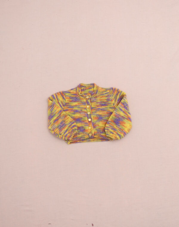 Cardigan chiné multicolore fait main