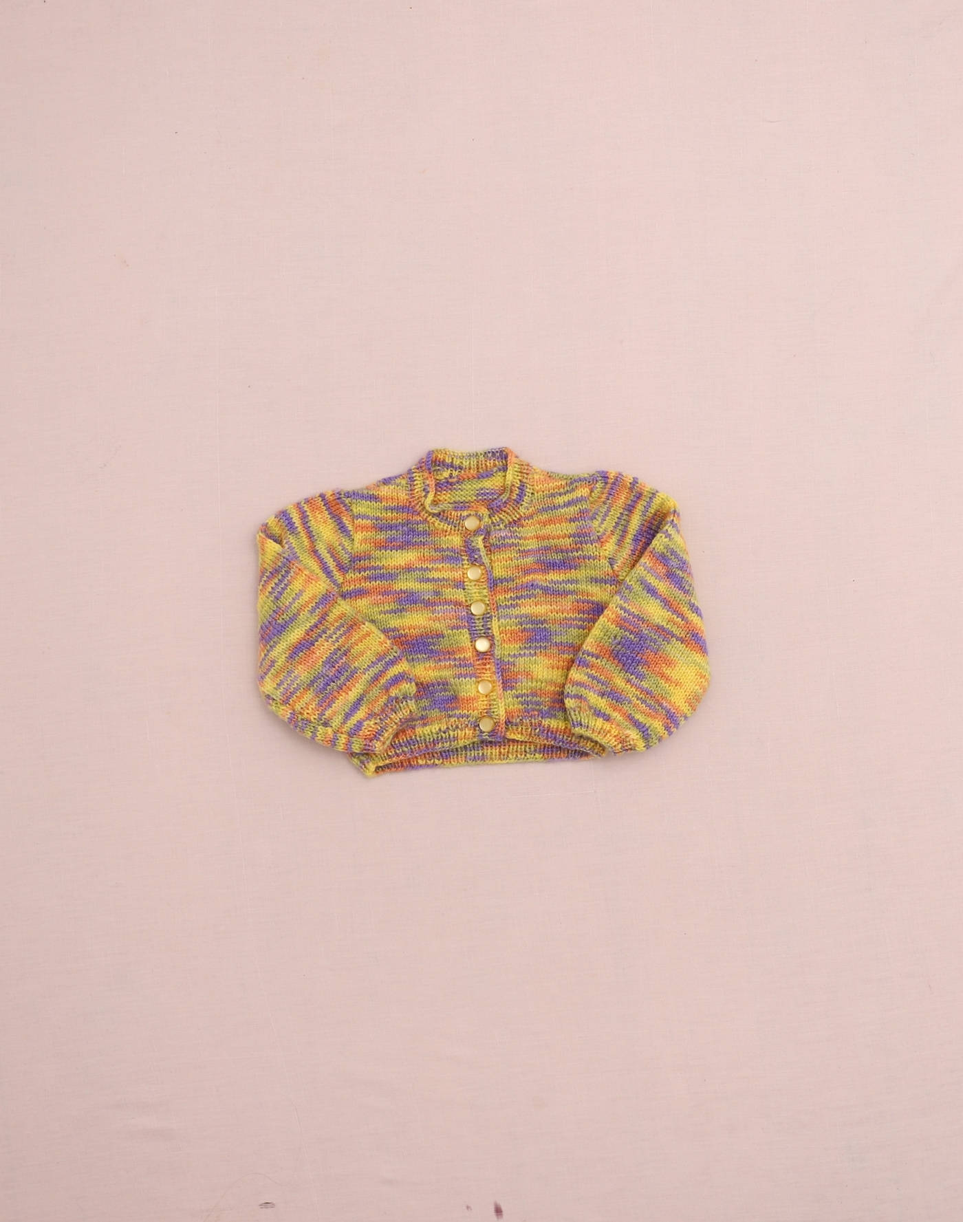 Cardigan chiné multicolore fait main