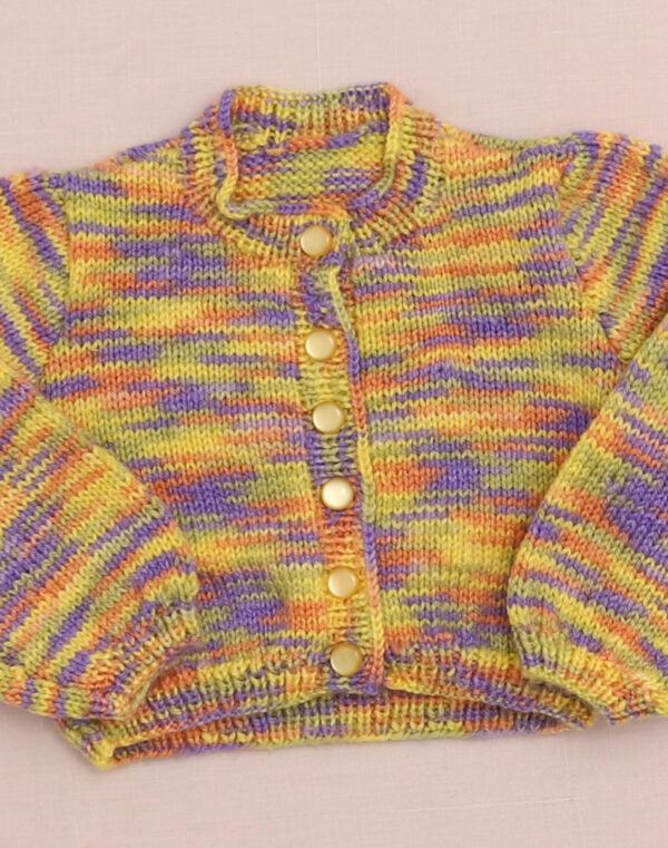 Cardigan chiné multicolore fait main