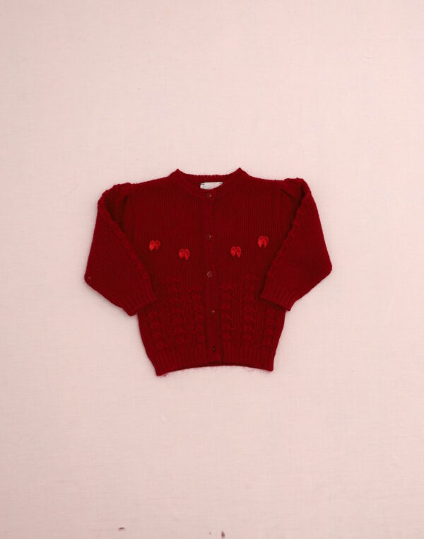 Cardigan framboise à noeuds