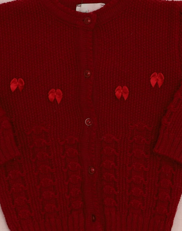 Cardigan framboise à noeuds