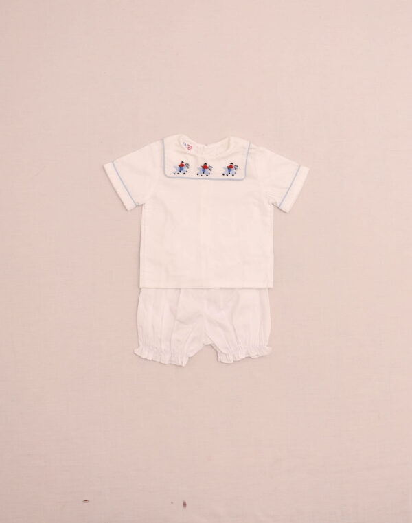 Ensemble blouse brodée & bloomer