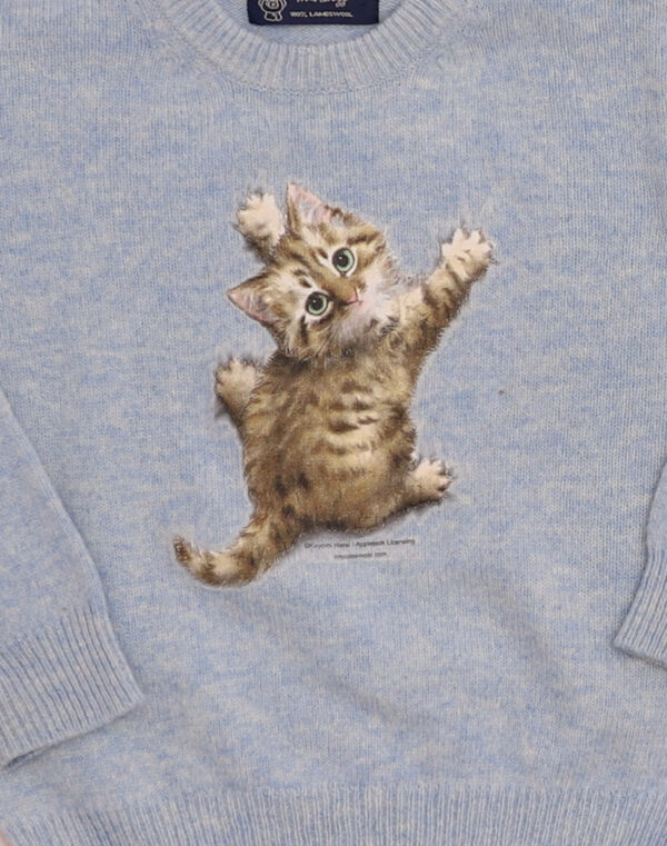 Pull bleu laine d&rsquo;agneau chaton