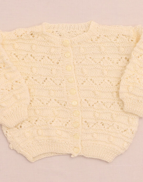 Cardigan ajouré écru fait main