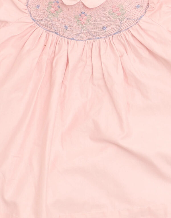 Robe rose à smocks fleuris 1960